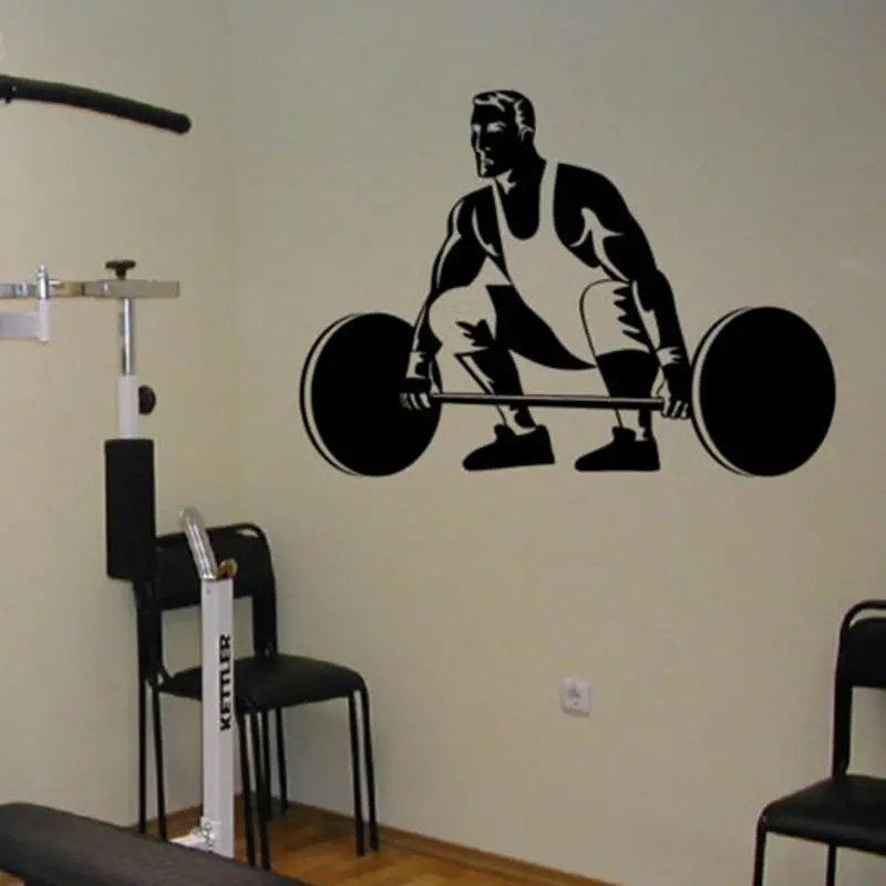 

Gym Sticker Fitness Barbell Crossfit Decal Body-building Posters Vinyl Wall Decals Parede Decor Mural Gym Sticker