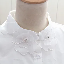 Женский свитер рубашка галстук Хлопок Кружева органза шеи носить Поддельный Воротник со стразами съемный воротник колье с искусственным жемчугом лацканы Блузки Топы