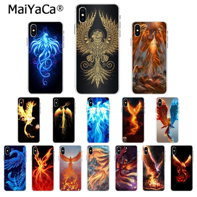 

MaiYaCa The Phoenix Pattern TPU Soft Phone Accessories Cell Phone Case for iPhone 6S 6plus 7 7plus 8 8Plus X Xs MAX 5 5S XR