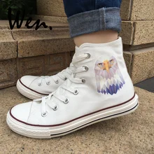 Wen унисекс; парусиновая обувь; дизайн; Белая обувь с высоким берцем; Скейтбординг человека; женские кроссовки на шнуровке