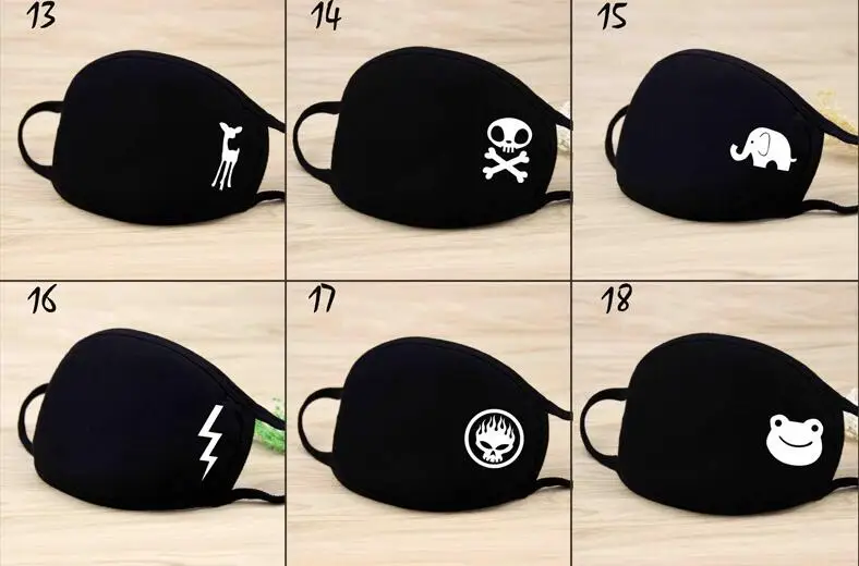 Black mask men/women Korean version of the cartoon dustproof cotton breathable riding sunscreen UV summer thin section A30