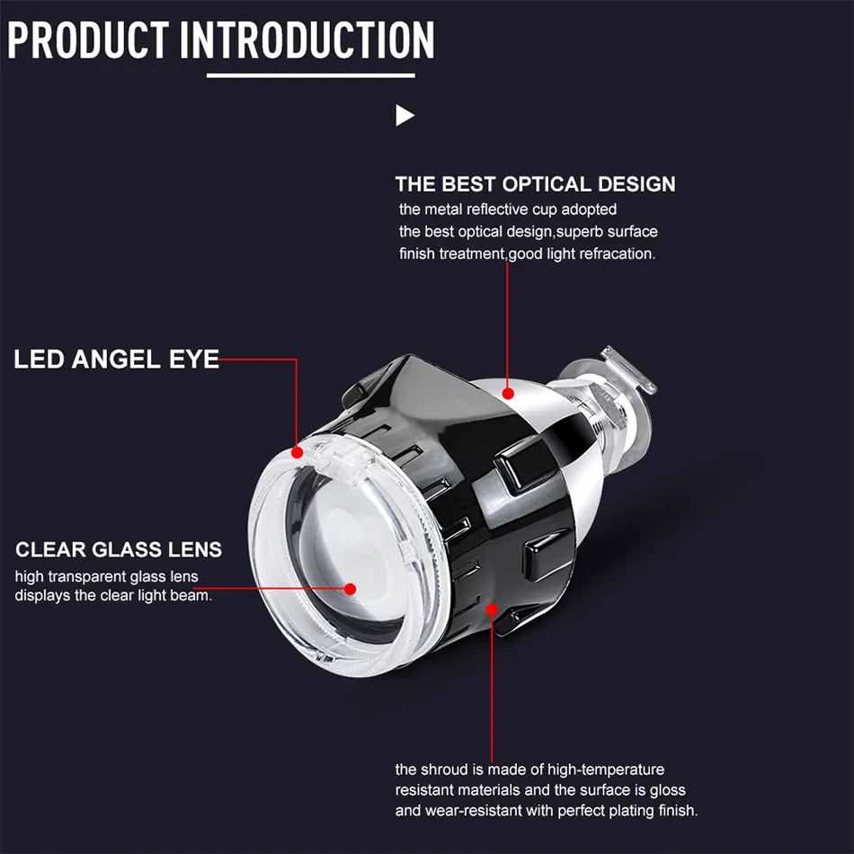 RACBOX Универсальный 2,5 дюймов Led Angel eyes Bi-xenon проектор линзы водительский светильник DRL H4 H7 автомобильный модифицированный Стайлинг использование лампы H1