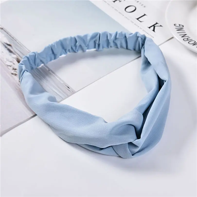 

Haimeikang Women Headwear Solid Color Cross Elasticity Hair Band Cotton Headbands Retro Turban Bandage Bandana Hair Accessories