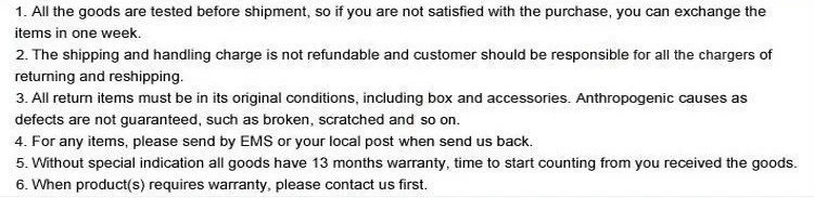 7.1 return and warranty detail