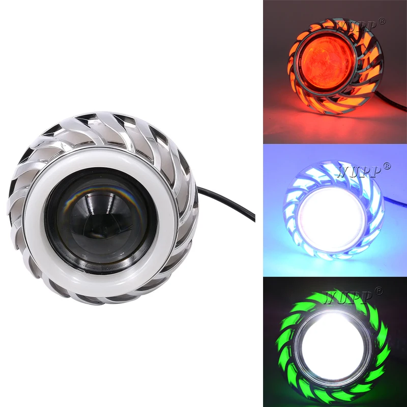 

Motorcycle LED electric car headlight angel eye double light lens built-in devil eye headlights laser gun spotlight dfdf