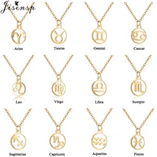 Jisensp круглый знак зодиака 12 Созвездие ожерелье s& ожерелье с подвесками для женщин длинное цепное ожерелье Бижу femme