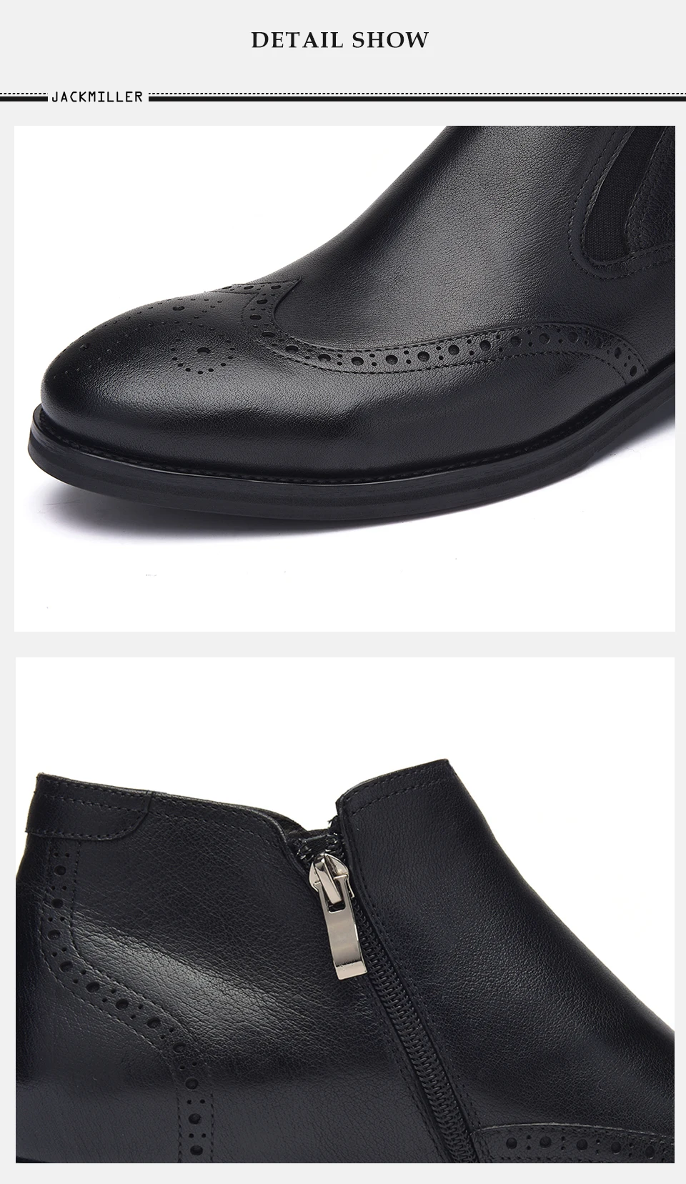 Jackmiller/Брендовые мужские ботинки; сезон весна-осень; мужские кожаные ботинки из коровьей кожи; Осенняя обувь черного цвета на резиновой подошве с боковой молнией