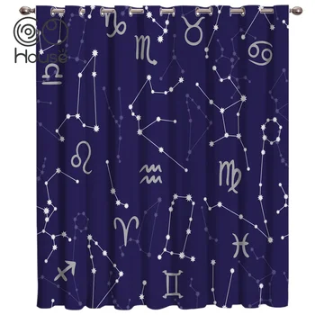 

CoCoHouse Star Constellation Window Curtains Dark Living Room Bathroom Outdoor Kitchen Bedroom Fabric Decor Kids Window Treat