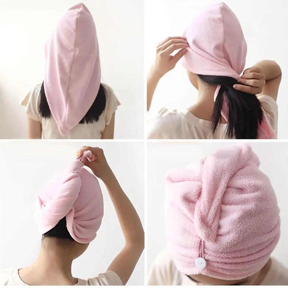 

Hot Microfiber Hat Cap Turban Magic Absorbent Towel Quick Dry Hair Bath Pink PJW