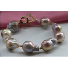 Природный 21 мм Многоцветный Барокко Эдисон Кеши Возрождается Жемчужина Браслет 14KGP# f2425! благородный стиль Природный Изысканные jewe Быстрая