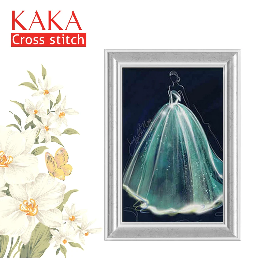 

Наборы для вышивки крестиком KAKA, наборы для вышивки с напечатанным рисунком, холст 11CT, домашний декор для садового дома, свадебное платье 5D