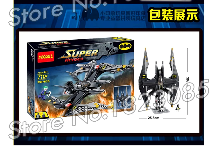 336pcs Super Heroes Batman Movie Batwing Battle Joker's Aerial Assault 7112 Figure Building Blocks