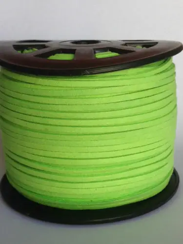 100 ярдов искусственная замша плоский кожаный шнур шнурок 3 мм - Цвет: Зеленый