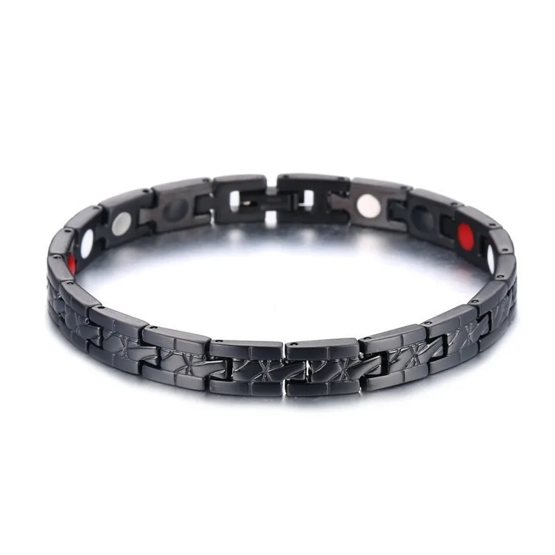 NHGBFT черный цвет Германий магнетизм нержавеющая сталь браслет для мужчин анион здоровая энергия браслет браслеты - Окраска металла: Black