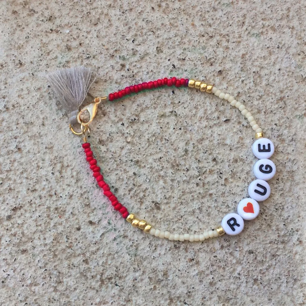 seed bead bracelet personal tassel bracelet femme letter alphabet letter bead bracelet