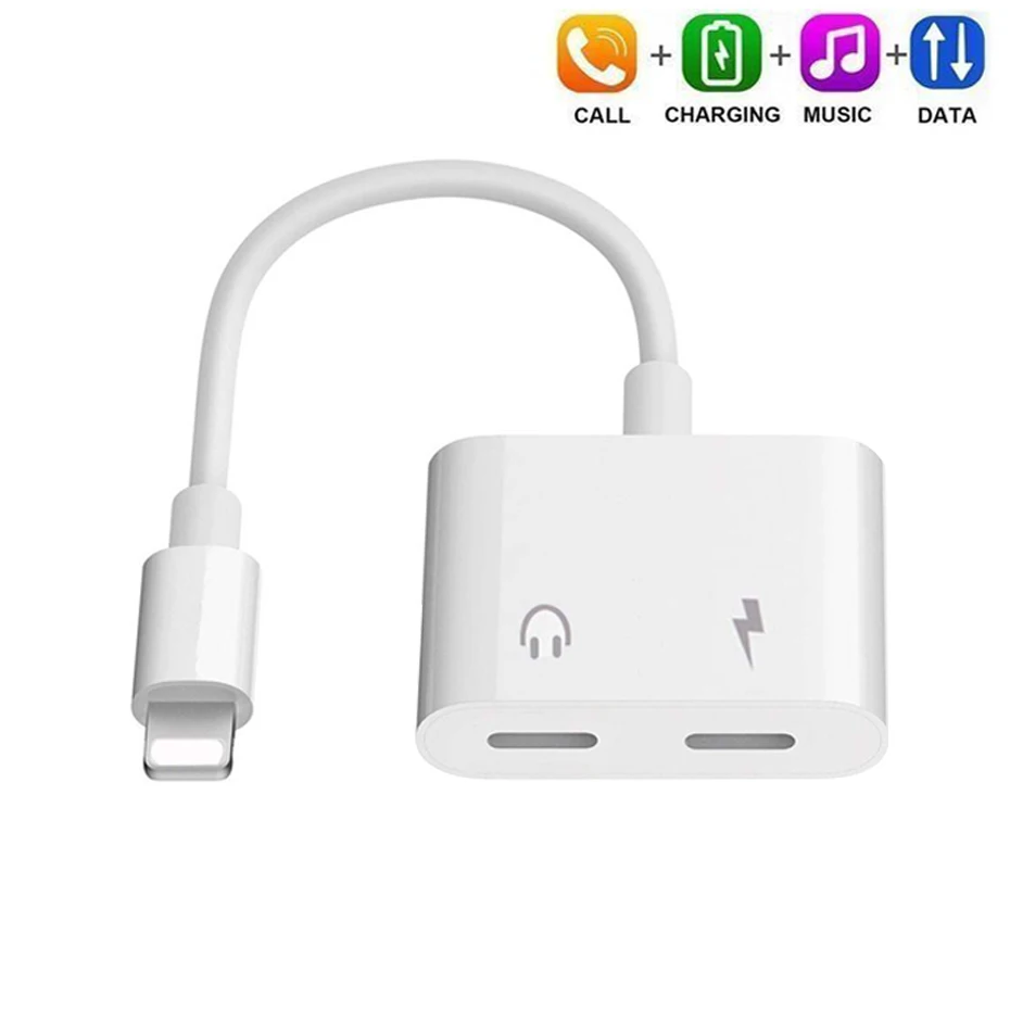 

2 in 1 for Lightning Adapter For iPhone 7 Charging Adapter For iPhone 8 7 Plus 10 X Charger Splitter Headphone Adapter