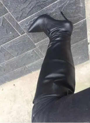 Winter New Fashion Red Suede Knee High Boots Pointed Toe high heel boots high quality leather riding boots iron thin heels boot