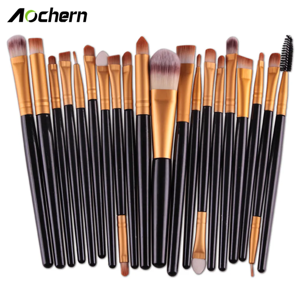 

Aochern 2017 Popular A set of 20pcs  Makeup Brushes Powder Foundation Brushes Pincel maquiagem Cosmetic Make up brush Tools