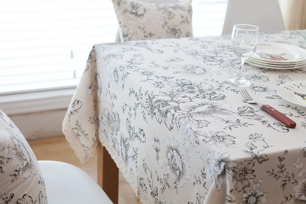 Деревенская винтажная скатерть с цветочным принтом и кисточками, плотная прямоугольная скатерть для свадебного обеденного стола, скатерть для чайного стола tafelkleed Home