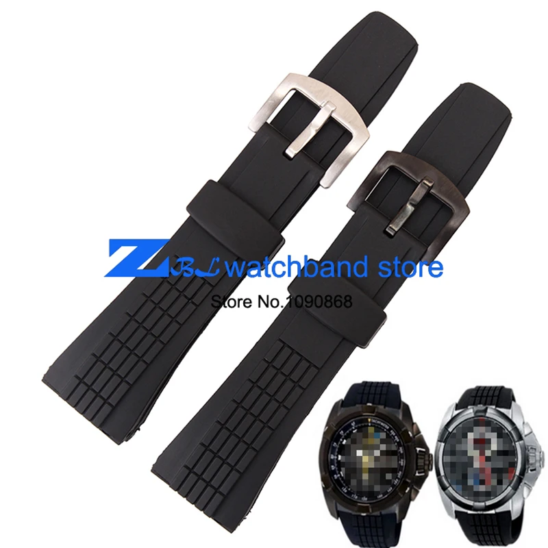 The silikon karet gelang jam tahan air olahraga jam tangan band untuk SRH013 hitam 26mm pria