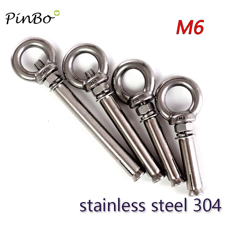 

2PCS/lot M6 10lot+ discount 20% Stainless steel Sleeve Anchor eye bolt expansion screw rings Expansion Bolts Ring