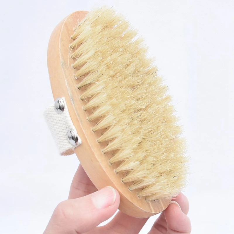 YOULU Natural Bamboo Wood Bath Brush Bristles Shower Scrubber Massager Body dry brushing