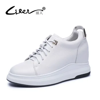 

LIREN 2020 Summer Breathable Handmade Leather Women Casual Shoes Ladies Women Genuine Leather Fashion Platform Breathable LaceUp