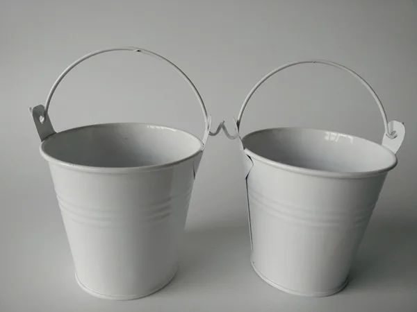 20Pcs/Lot D7.5*H7.5CM White Tin Pail Mini Planter pure bucket metal