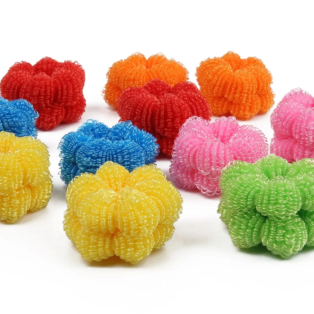 New 6Pcs Women Girls High Elasticity Medium Thick Rolled Towel Hair Rope Candy Solid Color Rubber Band Ring Ponytail Holder