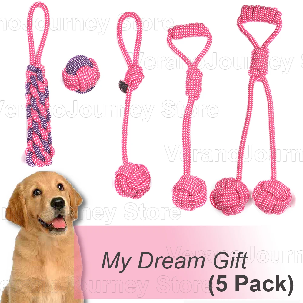 5 упаковок собачья веревка игрушка для больших маленьких собак интерактивный шар форма хлопок жевательная игрушка для домашних животных открытый зубы Чистый золотой ретривер TY0076