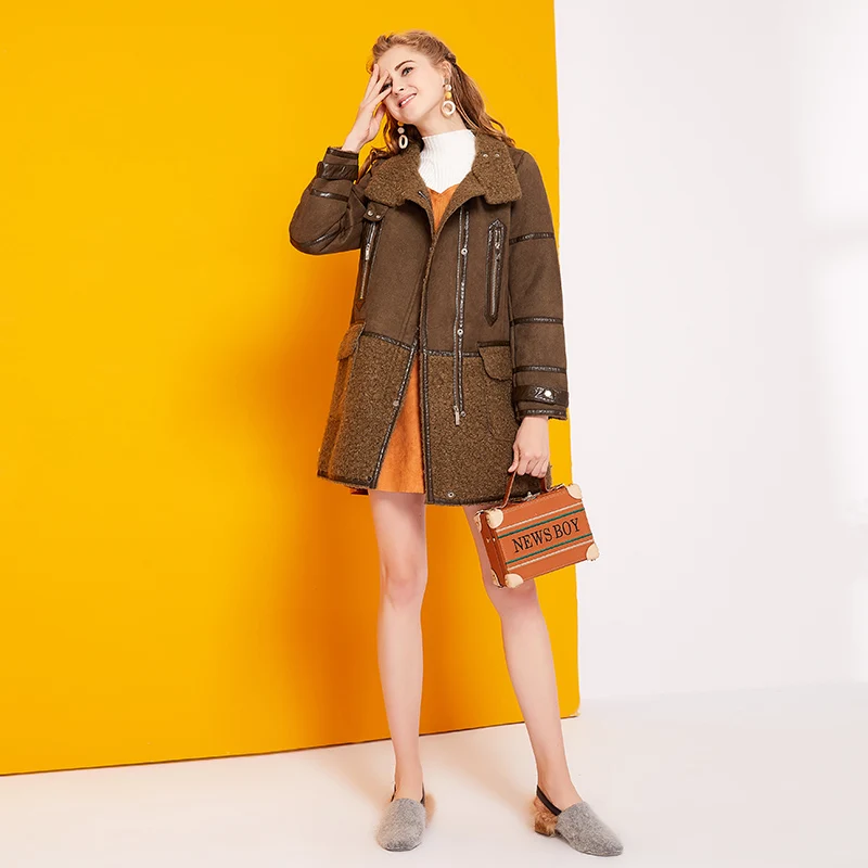 

2017 Winter Cotton Wool Lamb Thickened Long Sleeved coat