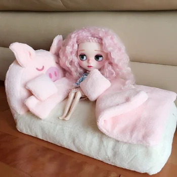 

Doll furniture, accessories, pink pig bed, pink sofa, suitable for Blyth icy 30cm doll