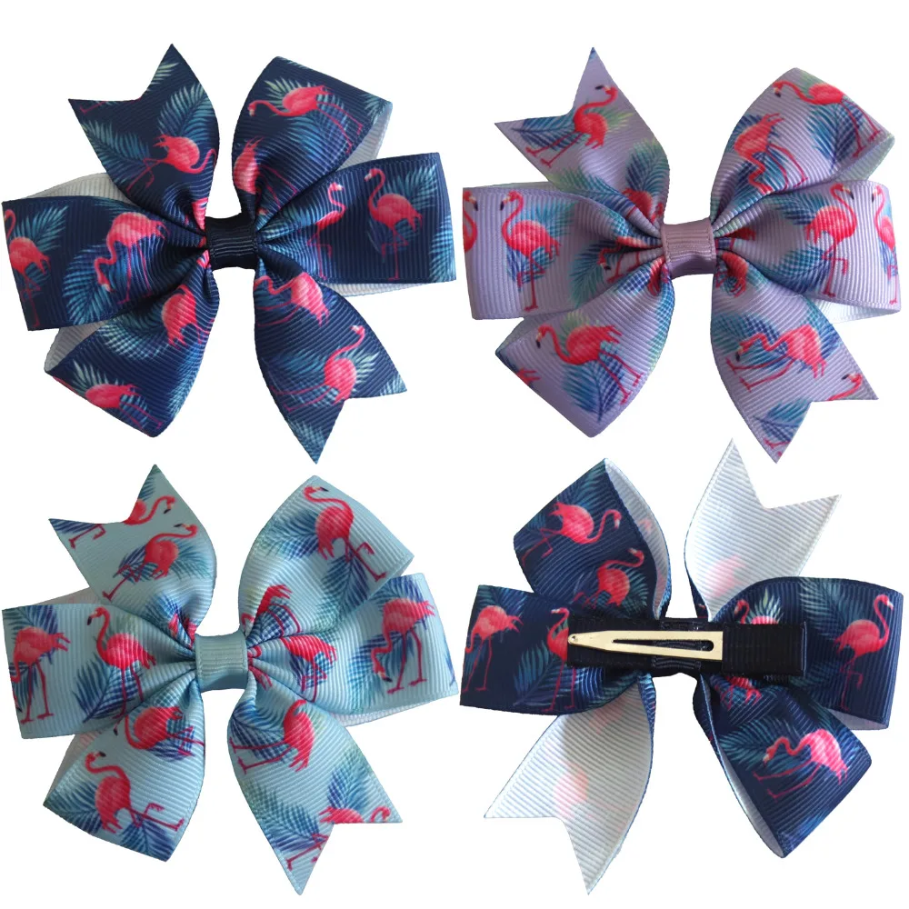 

Flamingo Hair Bow Clips Kids Girls Hairbow Hair clips Barrettes Flamingo Pattern Boutique bows Summer Hair Bows Hair Accessories