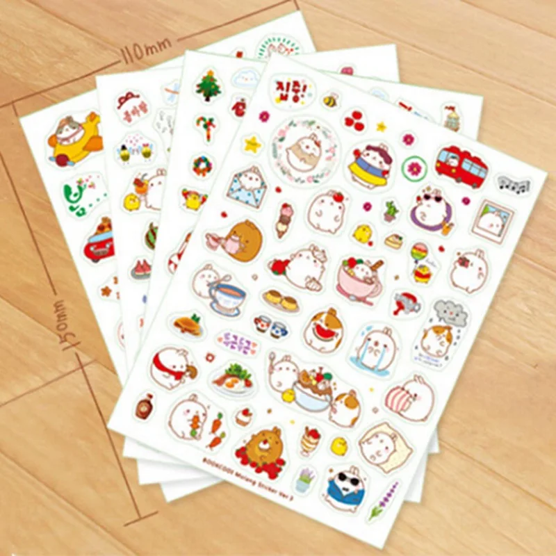 6 листов kawaii смешные наклейки Кролик бумаги стикер для детей животные небольшой стикер для детей Дневник Декор С изображением машины стикер