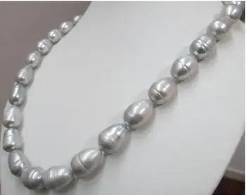 

new 18''10-13MM Tahitian GRAY PEARL NECKLACE 925silver