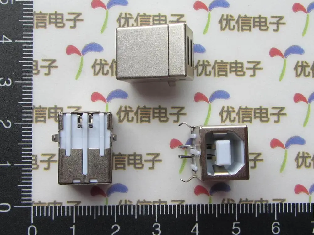 

free shipping 100pcs/lot Square mouth USB socket USB-B mother 90 degree bend needle base fast delivery