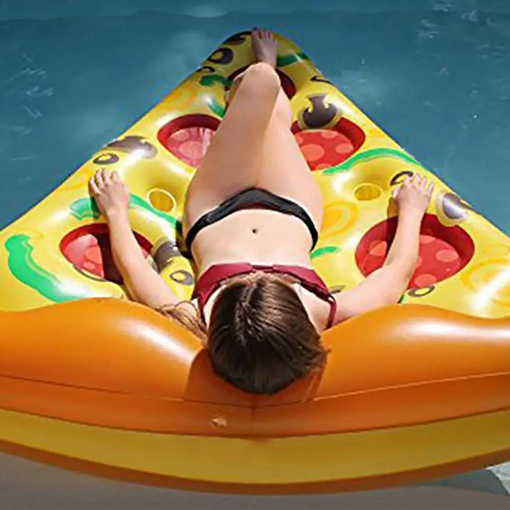 180cm Summer Inflatable Lovely Pizza Shape Floating Bed Swim Pool Floats Raft Air Mattresses Swimming Fun Beach Toy For Adult