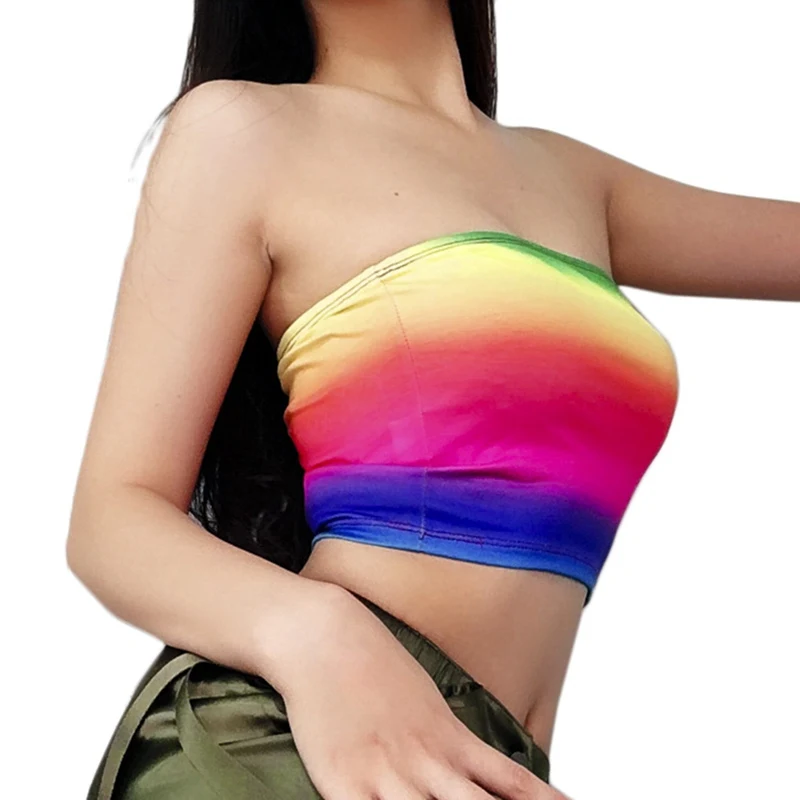 20199 женский Радужный бесшовный бюстгальтер Bandeau, Топ без бретелек, бюстгальтер-бюстье
