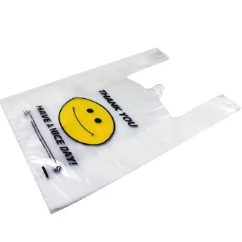 

50Pcs/lot transparent smiley plastic shopping bag