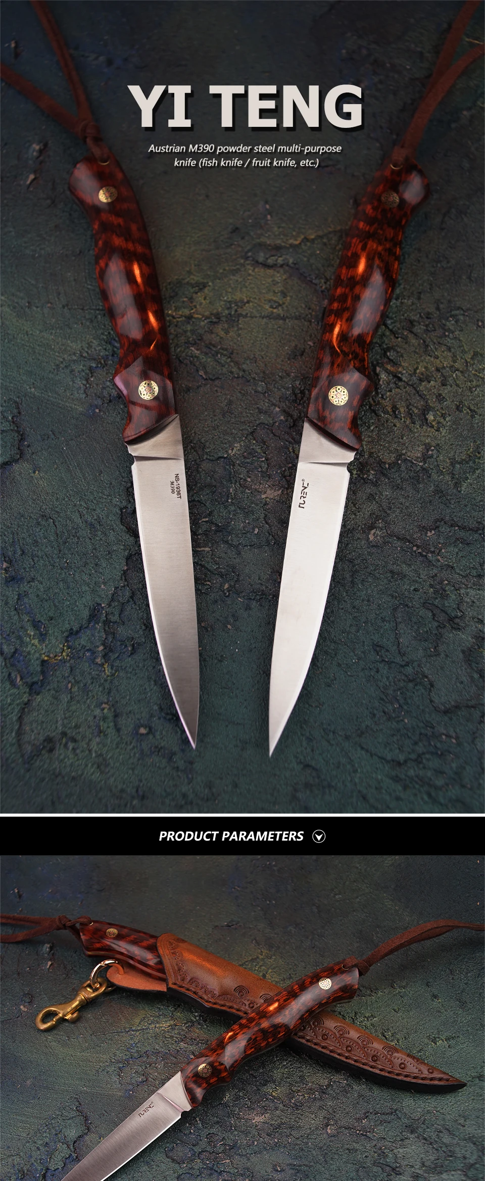 Нож с фиксированным лезвием из TURENZ-M390 стали, ножи для фруктов, походные инструменты для выживания, охотничьи ножи ручной работы с ножом