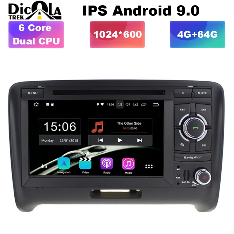 

7" IPS 4G+64G 6 Core Car Multimedia Player 2 Din Android 9.0 For AUDI TT MK2 8J 2006-2012 GPS Navigation System Radio DVD