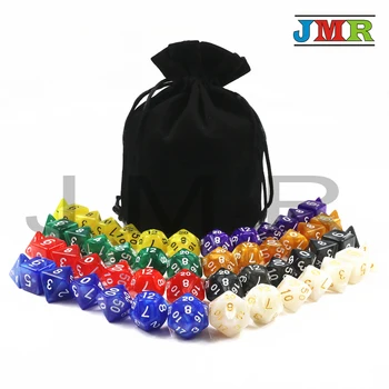 

Wholesales 8 Different Colors RPG Digital Dice Set with Pearlized Effect D4,D6,D8,D10,D10%,D12,D20 for Dnd Board Game
