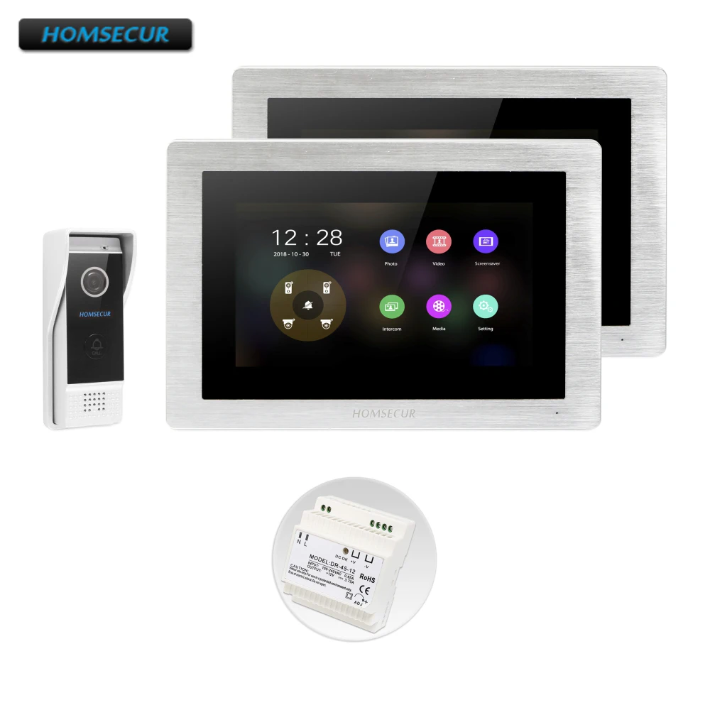 HOMSECUR 4 Wire Video&Audio Smart Doorbell Support Digital Frame for House/Flat BC031HD-B+BM714HD-S