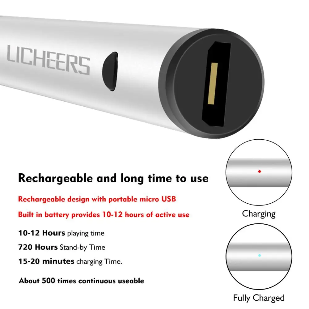 lingchen Auto Sleep adjustable micro USB charging metal stylus Touch Pen 2