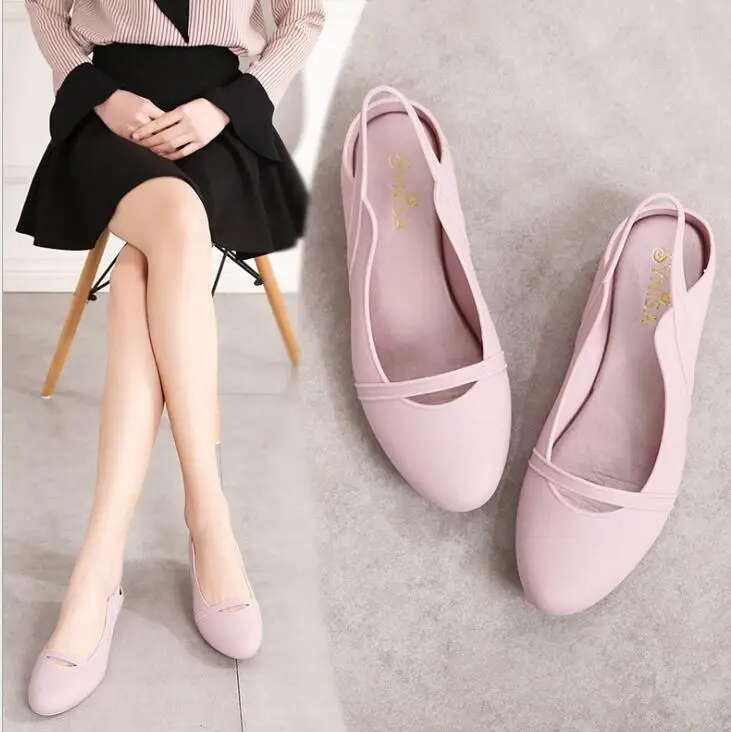 Летние модные туфли на низком каблуке; женские пляжные сандалии; женские прозрачные туфли с острым носком, с ремешком сзади, без шнуровки, на необычном каблуке; 20190516 - Цвет: Pink