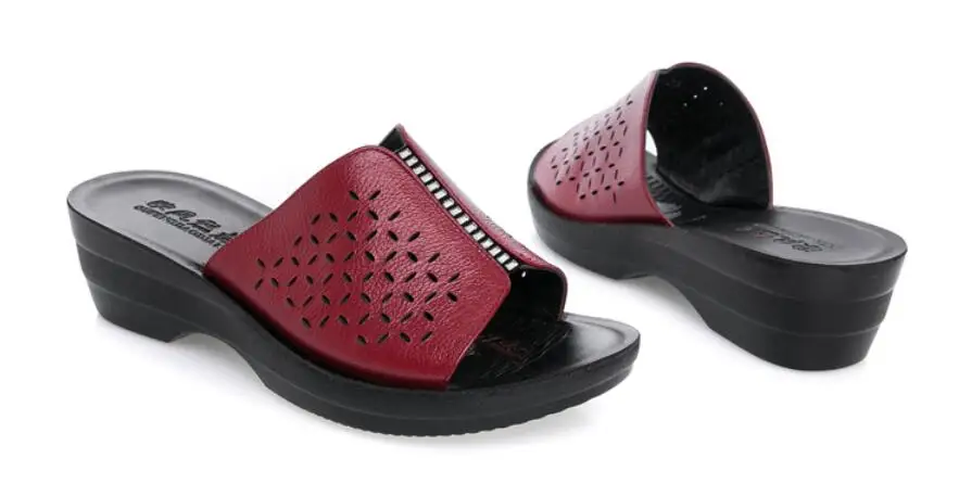 WGZNYN/ г. Новая Летняя женская обувь модная обувь из натуральной кожи женские тапочки на платформе Нескользящие удобные тапочки для мамы W405