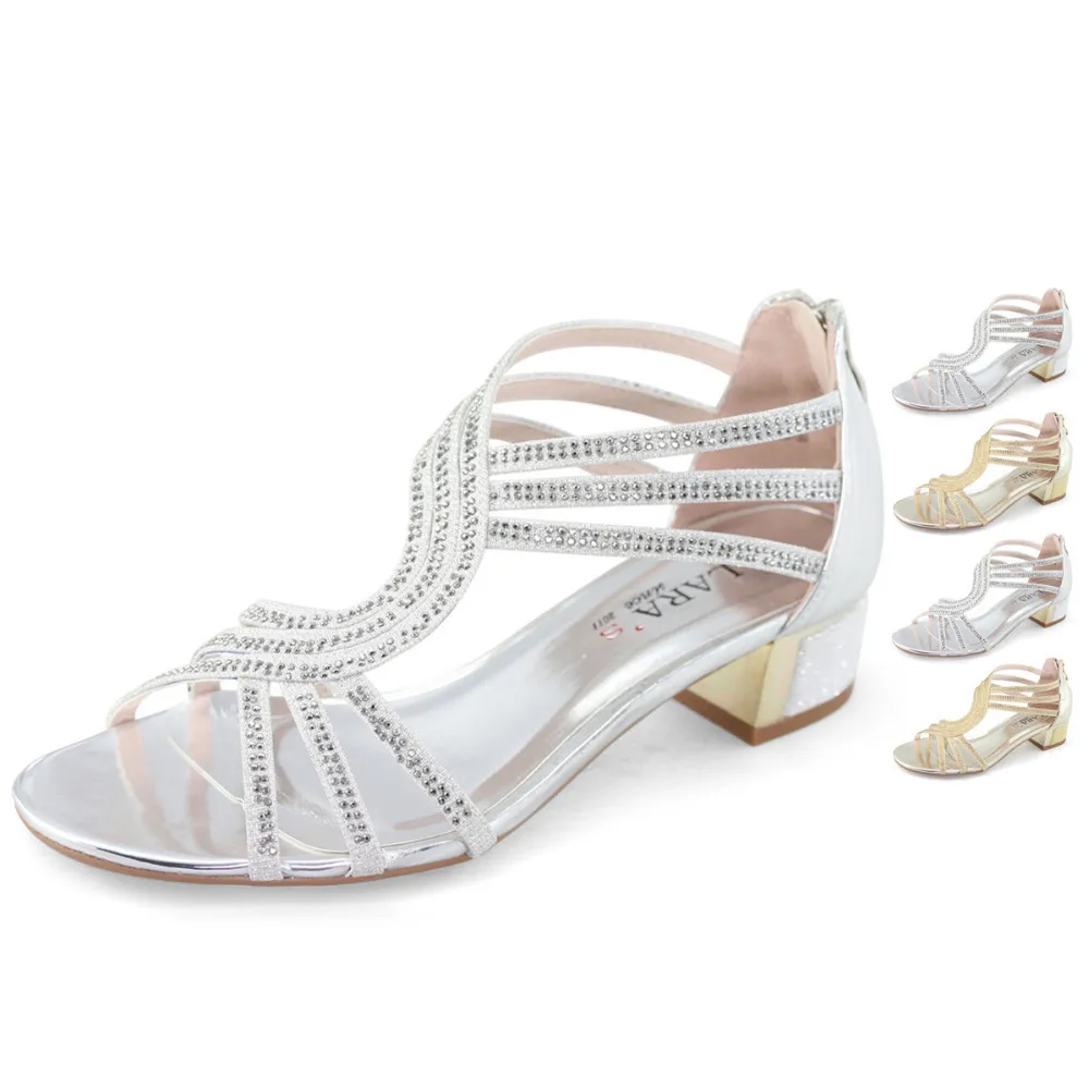 silver low heels for wedding