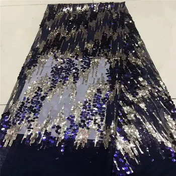 

2019 Latest African Lace Fabric High Quality Lace Fabric French Sequins Net Mesh Tulle Fabrics Nigerian Laces For Wedding Dress