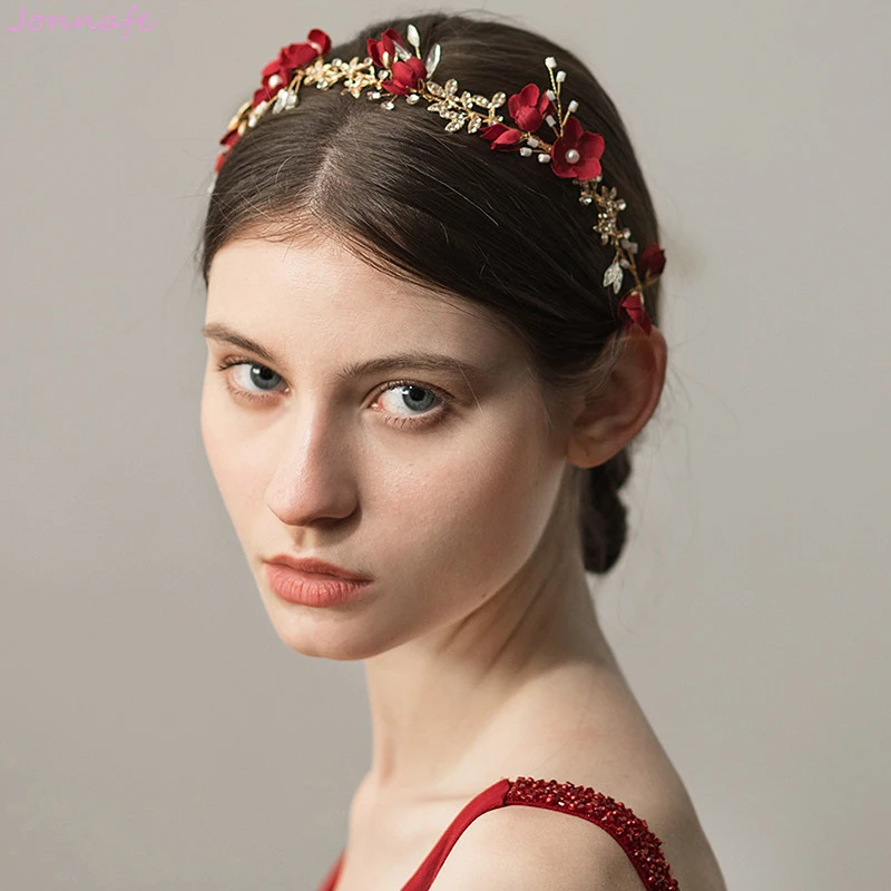 spole Dynamics koks Jonnafe Gold Leaf Wedding Hair Accessories Red Floral Women Prom Headpiece  Bridal Hair Crown Headband Bridesmaid Jewelry|Hair Jewelry| - AliExpress