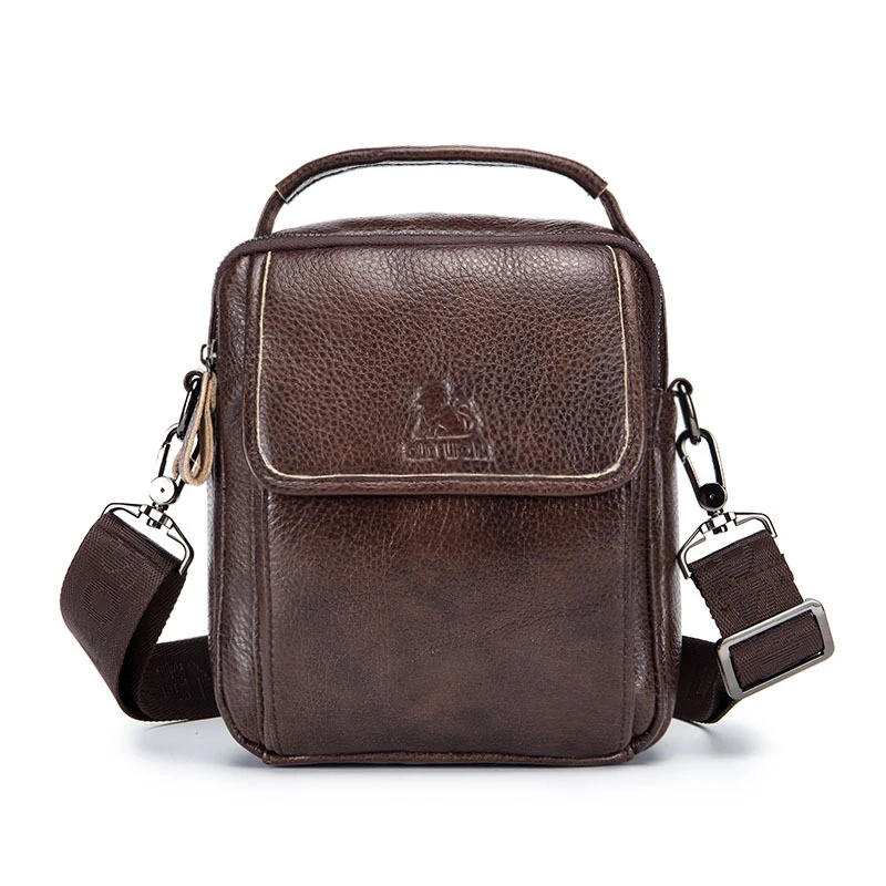 

Men's genuine leather Crossbody bag retro Famous brand design purse Europe style shoulder vertical square bag totes bag handbag